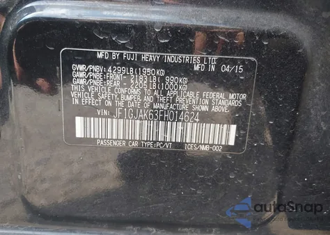 2015 Subaru Impreza 2.0I Premium z USA, uszkodzony, nr VIN JF1GJAK63FH014624